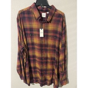 ROWN Men’s Tall Plaid Button Down Shirt 3XT